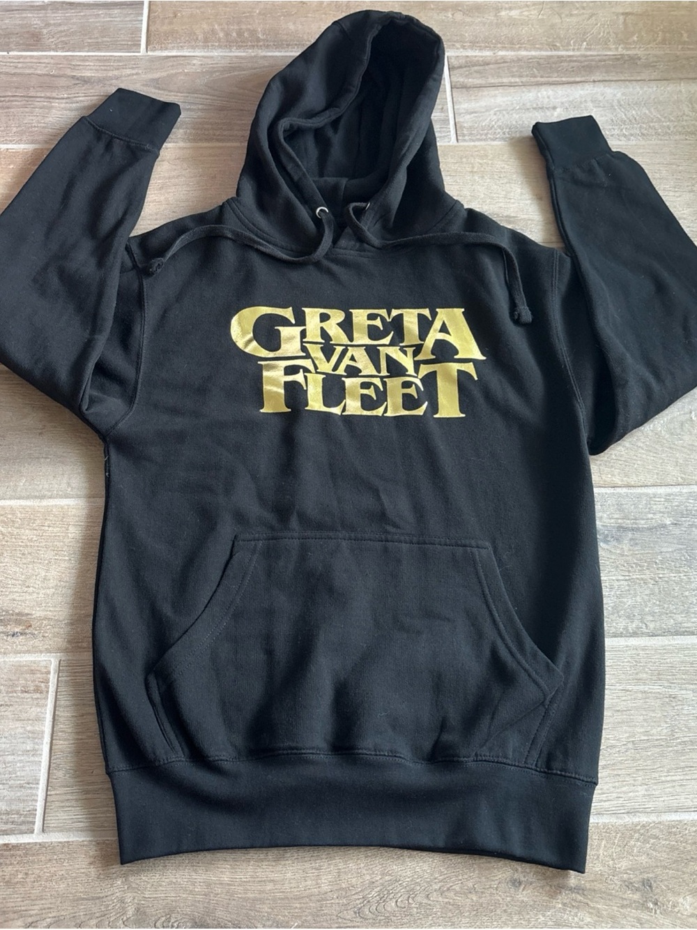 Greta Van Fleet Drawstring Hoodie Adult Small Black Sweatshirt Official Product